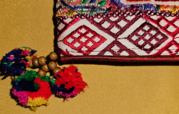 Vibrant Handcrafted Banjara Bohemian Pom Pom Patchwork Purse