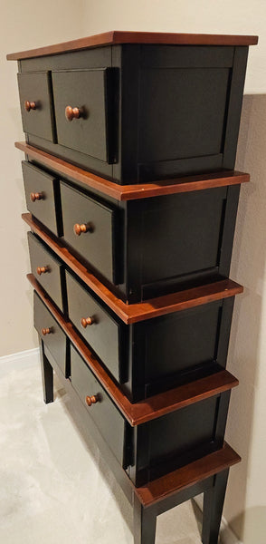 Unique Brown & Black 5 Piece 8 Drawer Dresser (Comes apart)