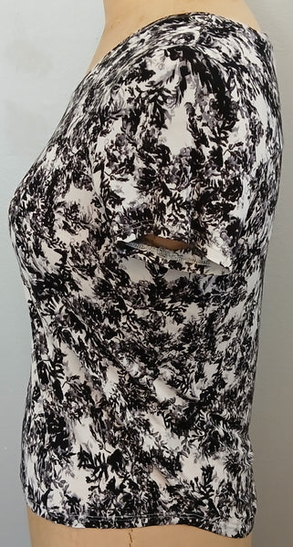 XL SIMPLY VERA Vera Wang Black & White Floral Shirt