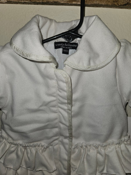9 Mo Girls WENDY BELLISSIMO NWT White Fully Lined Zip Front Jacket