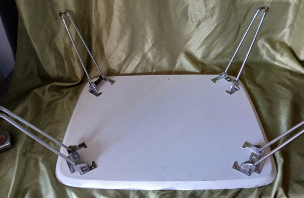Vintage White Portable Collapsible Lap Table Folding Tray for Meals Crafts Work