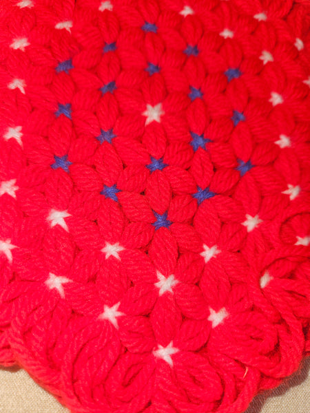 Red White & Blue Round Crocheted Hot Pad