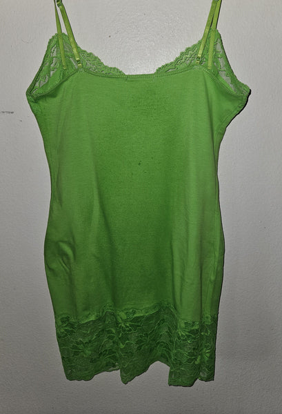 Medium BOZZOLO Neon Green Lace Trim Tank Top