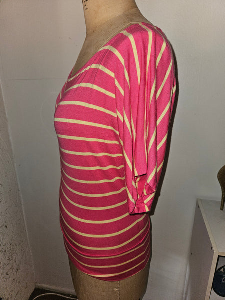 Small ZENANA OUTFITERS Pink & Yellow Striped Top
