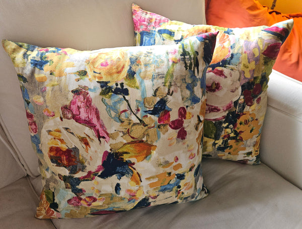 Set of 2 Thomasville at Home Martella Floral 17x17 Feather Throw Pillows