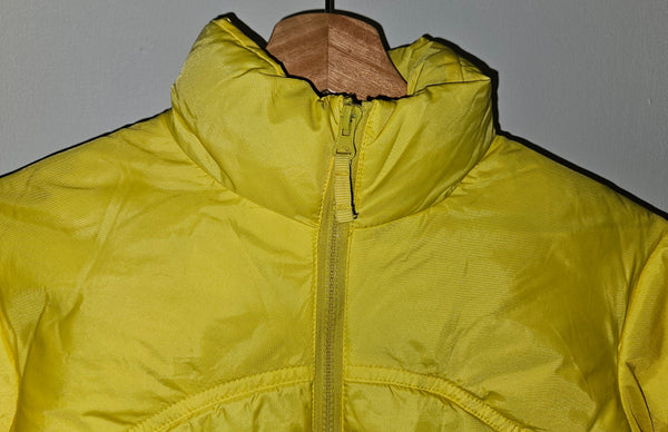 Womens Large Steve Barrys Yellow Double Down Puffer Jacket Warm Winter Coat
