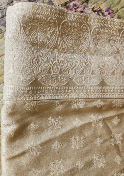 Tan Shimmery 84" x 84" Patterned Tablecloth