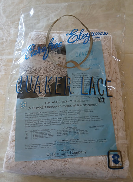 Brand New Vintage Quaker Lace 60x80 Natural Oblong Tablecloth Floral Pattern Decor