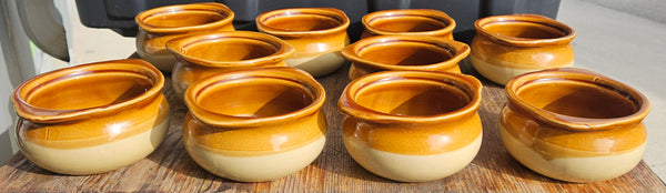 Set of 10 ACOPA Brown & Tan Stoneware Soup Crock Bowl