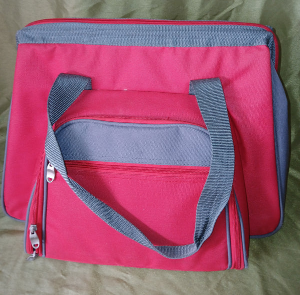 Red & Gray Cooler Picnic Bag w/ Dining Accessories