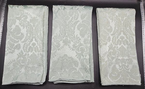 Set of 8 DAMASK 17" x 17" Light Green Table Linen Dinner Napkins