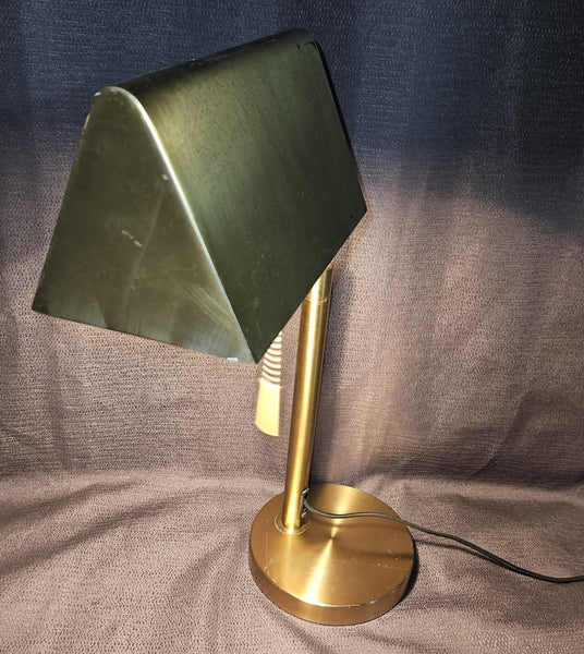 1960's Vintage Brush Aluminum Gold Adjustable Triangle Top Table Lamp