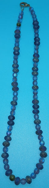 19" Handmade Blue & Purple Beaded Necklace