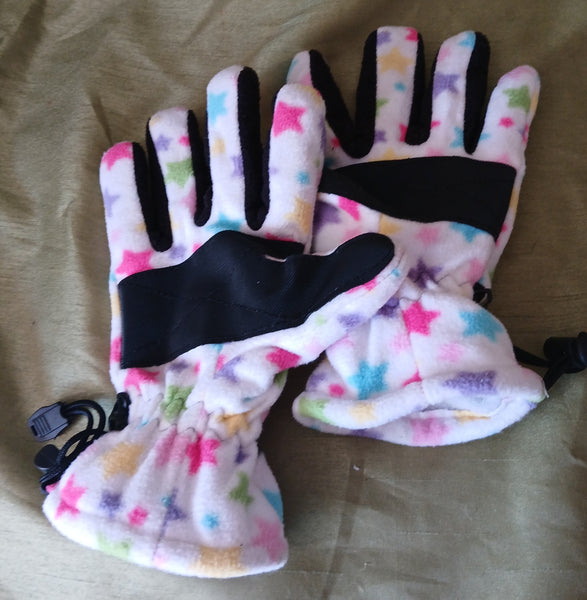 Womens M/L Bright Star Print Winter Gloves Colorful Soft Warm Accessory Set