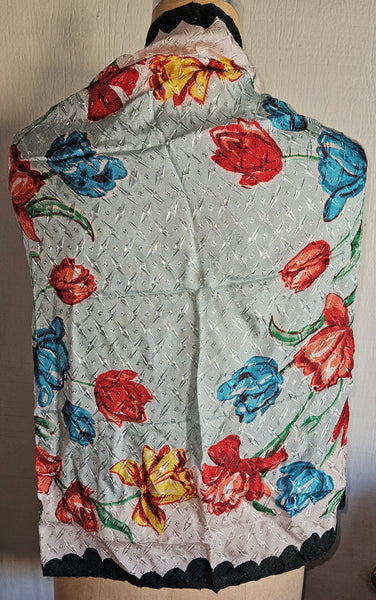 Multicolor Unbranded Floral Sheer Shawl Wrap Lightweight Bold Flower Design Chic