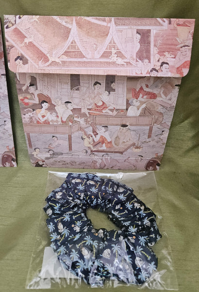 Brand New JIM THOMPSON Blue Thai Silk Hair Scrunchie