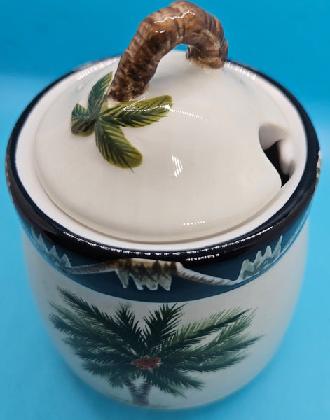 Vintage 1990's Ceramic 14 oz Palm Tree Sugar Container