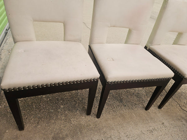 Set of 5 White Leather Dining Room Chairs