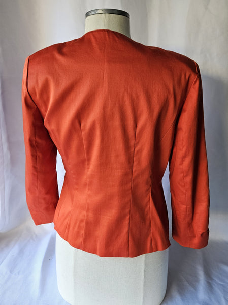 Size 8 HALOGEN Orange Jacket w/ Pleated Sleeves