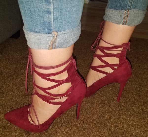 Size 9 CHARLOTTE RUSSE Burgundy 4.5" Stiletto High Heel Shoes