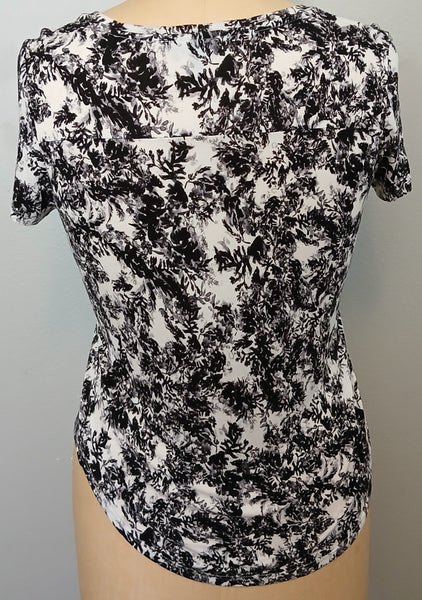 XL SIMPLY VERA Vera Wang Black & White Floral Shirt