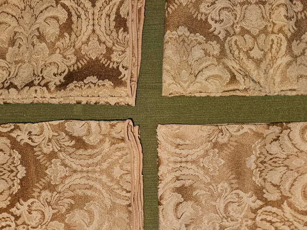 Set of 6 Gold Damask Fabric Dinner Napkins