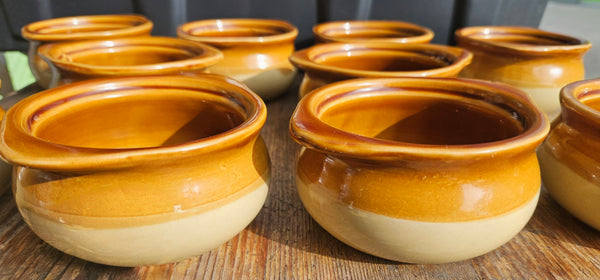 Set of 10 ACOPA Brown & Tan Stoneware Soup Crock Bowl