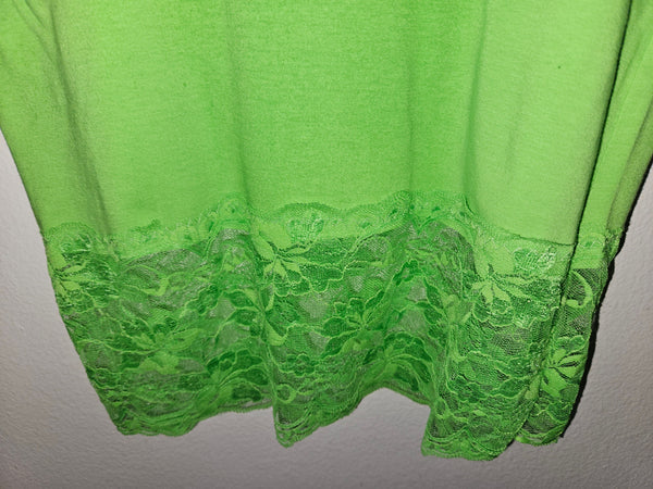 Medium BOZZOLO Neon Green Lace Trim Tank Top