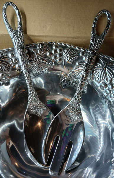 Brand New Lenox 3 Piece Silver Grape Weave Salad Serveware Set Hosting Tools