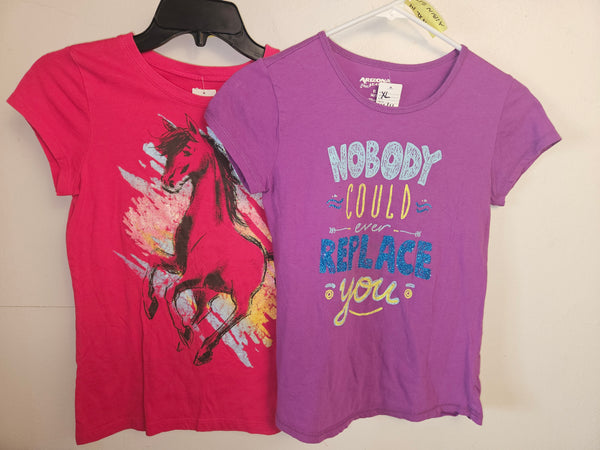 Kids XL / Size 14/16 Girls 2-Pc Graphic Shirt Lot