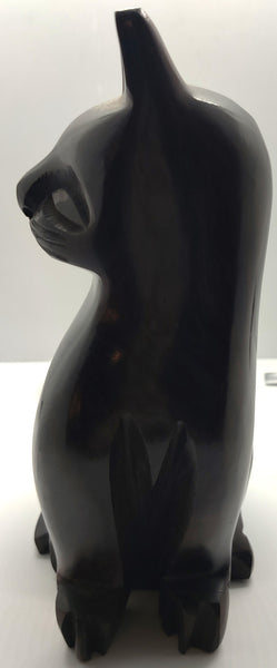 Vintage Iron Wood Black Cat Figurine