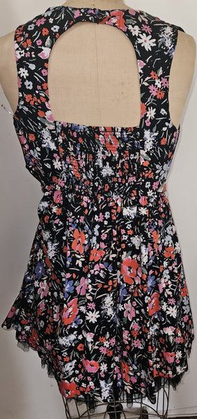 Size 6 UNBRANDED Black Multi-color Floral Dress