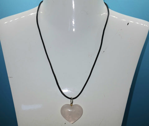 Pink Heart Stone Pendant 17" Necklace