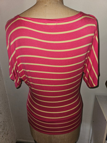 Small ZENANA OUTFITERS Pink & Yellow Stripped Top
