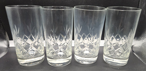 Lot of 14 Vintage Clear Cut Crystal Tumblers & Old Fashion / Juice Glasses
