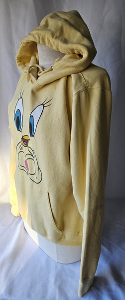 Large SIX FLAGS Yellow Tweety Bird Pullover Hooded Sweatshirt