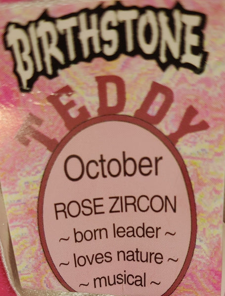 Brand New Rose Zircon Balloon Bear October Birthstone Charm Necklace with Velvet Bear Carrier (READ DETAILS)