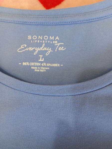 Set of 2 Large SONOMA EVERYDAY TEE Blue & Yellow Plain Colored Shirts