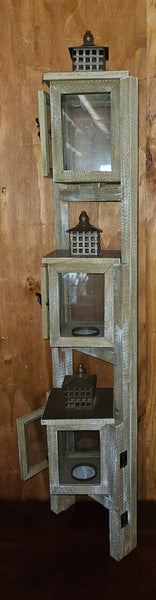 Unique Triple Tower Wood Folding Home Decor Lantern Stand