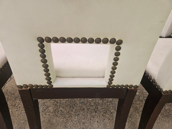 Set of 5 White Leather Dining Room Chairs