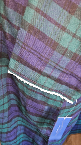 Brand New CHARTER CLUB Large Black Blue Green Plaid Long Sleeve Nightgown Cozy