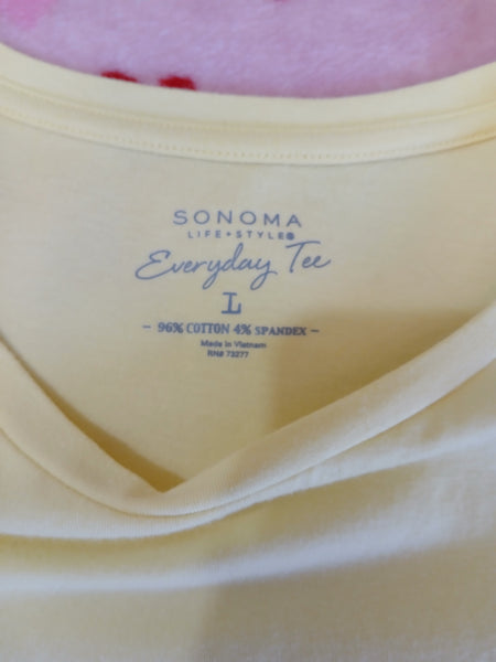 Set of 2 Large SONOMA EVERYDAY TEE Blue & Yellow Plain Colored Shirts