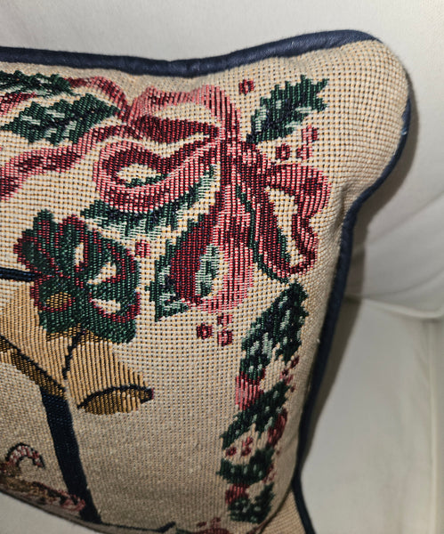 Vintage 12" x 17" Needlepoint Noel Throw Pillow