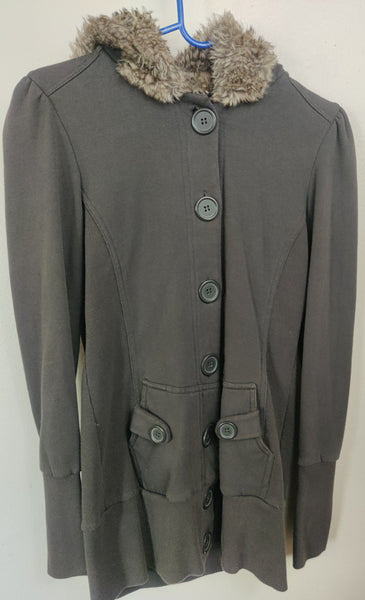 Small Women's FOREVER 21 Gray Hooded Jacket Coat