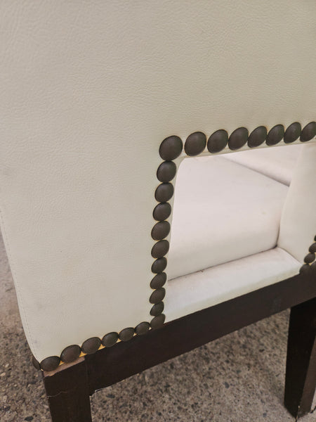 Set of 5 White Leather Dining Room Chairs