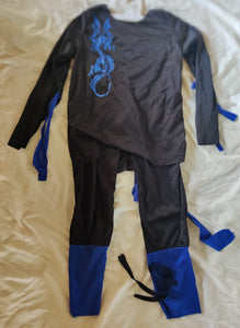 Kid's / Children's Medium Black & Blue Ninja / Karate Halloween Costume