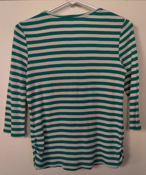 XL 18 1/2 CRB GIRL Green & White Striped Jersey Number Shirt