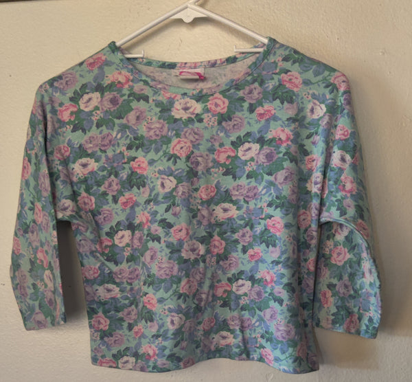Kids Size 14 TLC Floral Long Sleeve Multi-color Shirt