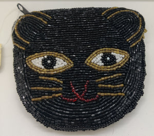 C. MARIE COLLECTION Sequin / Beaded Black Cat Coin Purse
