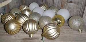 Bundle of 19 White & Gold Small Globe Ornaments